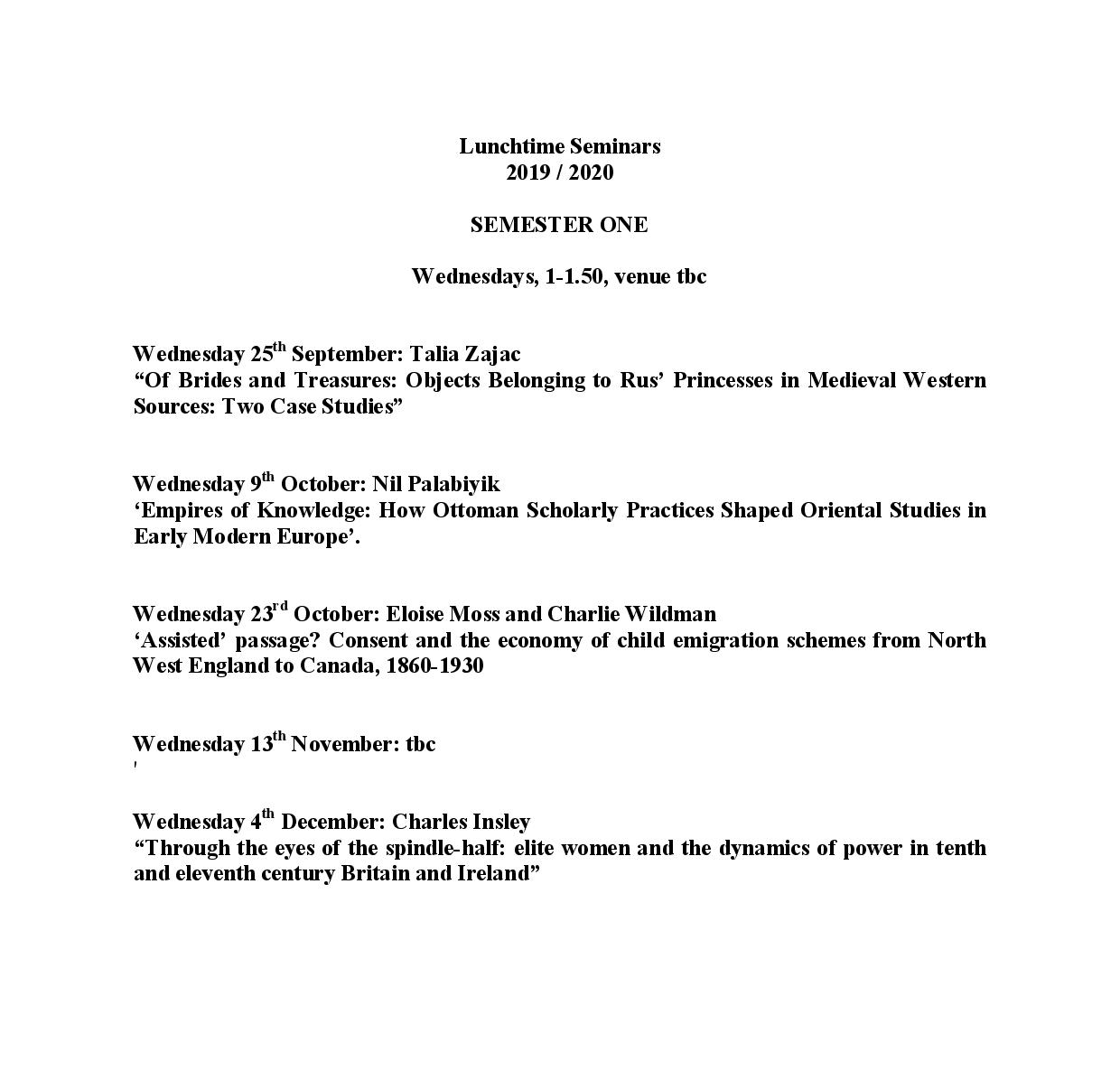 Lunchtime Seminar – History@Manchester